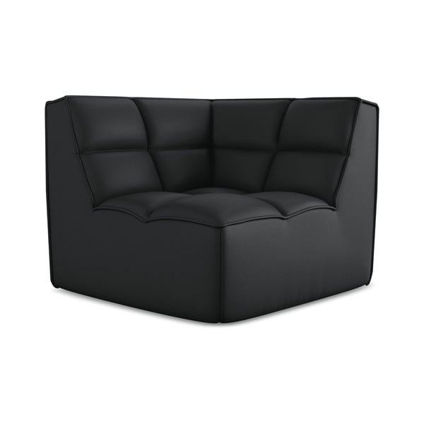 Crna modularna sjedeća garnitura od imitacije kože Kalai – Makamii-image-2