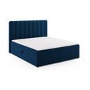 Tamno plavi boxspring krevet s prostorom za pohranu 180x200 cm Gina – Milo Casa