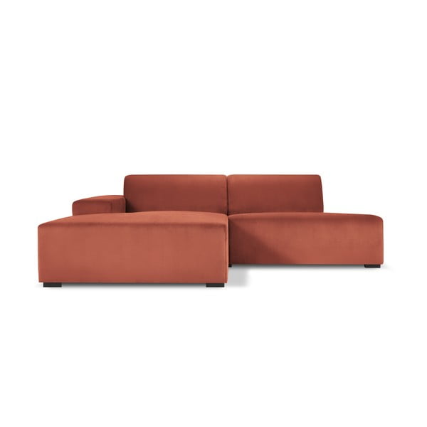 Roza baršunasta kutna sofa Cosmopolitan Design Hobart, lijevi kut