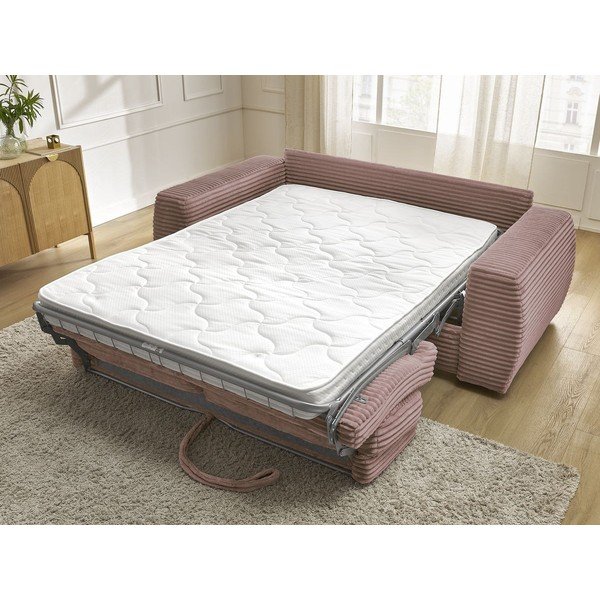Ružičasta sofa za spavanje/sklopiva od samta 240 cm Hugo – Bobochic Paris-image-1