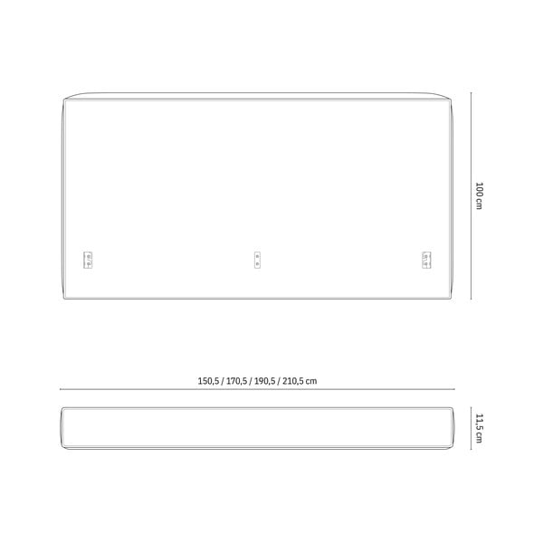 Svijetlo sivo podstavljeno uzglavlje 209x100 cm Olivia – Micadoni -image-4