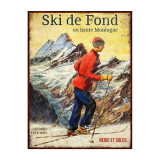 Ukrasna metalna slika Antic Line Station de Ski, 25 x 33 cm