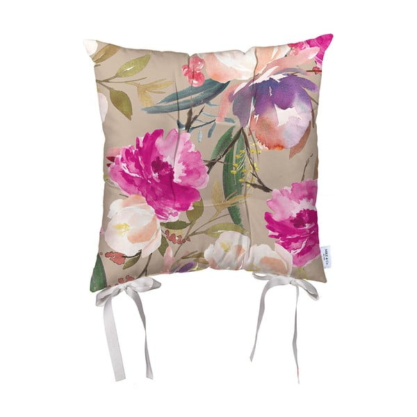 Bež-ružičasti jastuk za stolicu od mikrovlakana Mike & Co. New York Butterflies, 43 x 43 cm