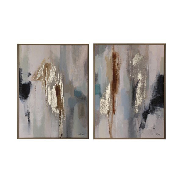 Tiskane/s ručno oslikanim elementima slike u setu 2 kom s okvirom/na platnu 60x80 cm Gallery – Bizzotto