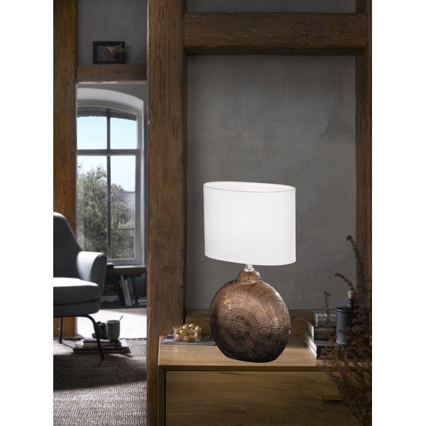 Bijelo-smeđa stolna lampa Fischer & Honsel Foro, visina 36 cm-image-3