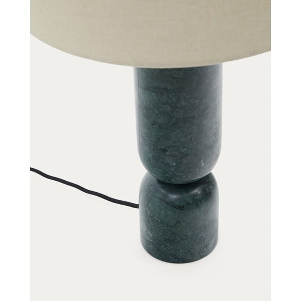 Tamno zelena/bež mramorna stolna lampa s tekstilnim sjenilom (visina 57 cm) Vex – Kave Home-image-3
