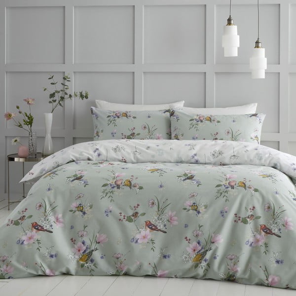 Svijetlo zelena posteljina za krevet za jednu osobu 135x200 cm Songbird – Catherine Lansfield