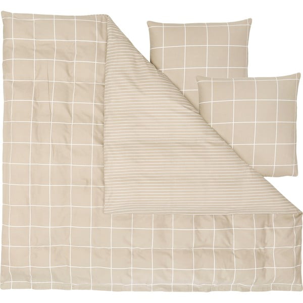 Bež posteljina od flanela za bračni krevet Westwing Collection, 200 x 200 cm