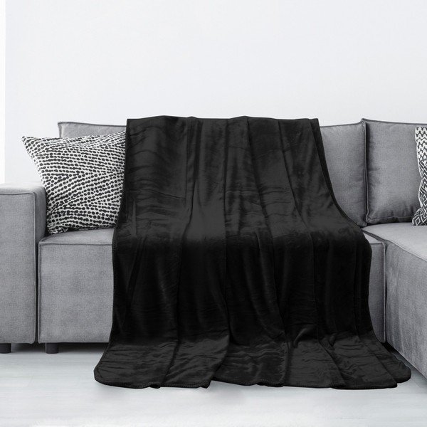 Crna deka od mikrovlakana AmeliaHome Tyler, 70 x 150 cm-image-1