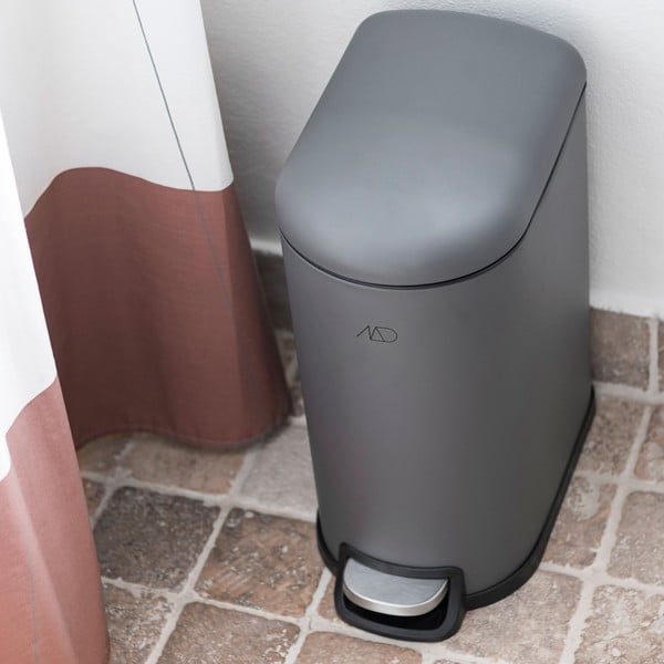 Tamno siva metalna kanta za smeće s pedalom 10 l Walther – Mette Ditmer Denmark-image-2