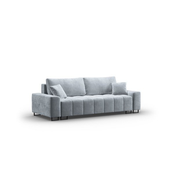 Svijetlo plava baršunasti sklopiva/s prostorom za odlaganje sofa 250 cm Wicklow – Cosmopolitan Design-image-2