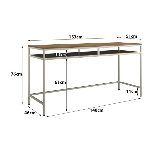Radni stol s pločom stola u dekoru oraha 51x153 cm Bradford – Støraa-image-2