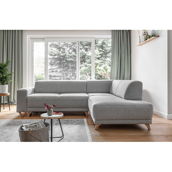 Svijetlo siva sklopiva/s prostorom za odlaganje kutna garnitura (s desnim kutom/u obliku slova L) Classy Sophie – Miuform-image-1