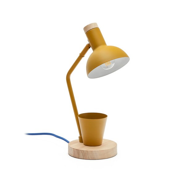 Senf žuta stolna lampa s metalnim sjenilom (visina 37 cm) Katia – Kave Home