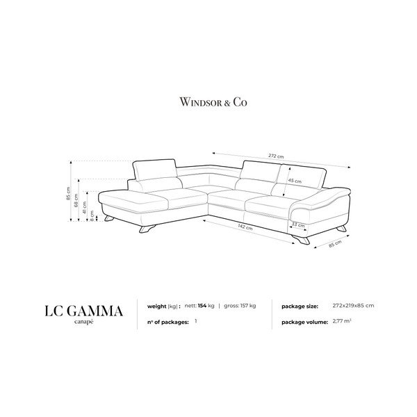 Sivi kauč na razvlačenje s prostorom za odlaganje Windsor &amp; Co Sofas Gamma, lijeva strana-image-4