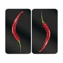 Set od 2 staklena poklopaca za štednjak Wenkoo Peperoni, 52 x 30 cm