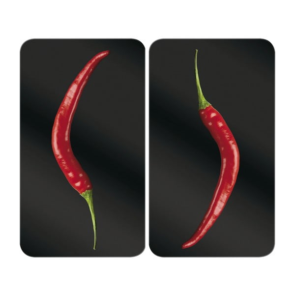 Set od 2 staklena poklopaca za štednjak Wenkoo Peperoni, 52 x 30 cm