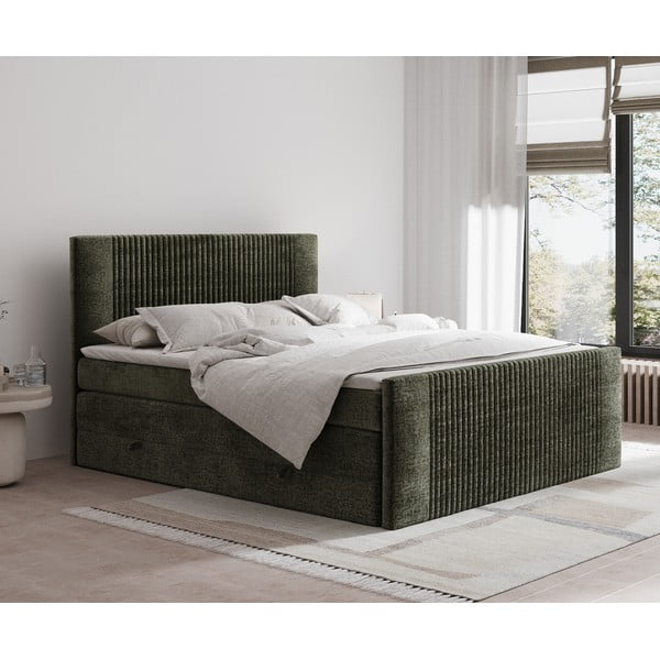 Tamno zeleni boxspring krevet s prostorom za odlaganje 180x200 cm Bergamo – Maison de Rêve-image-1