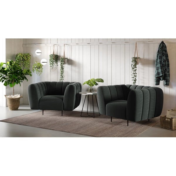 Tamnosiva baršunasta fotelja Ghado Shel-image-1