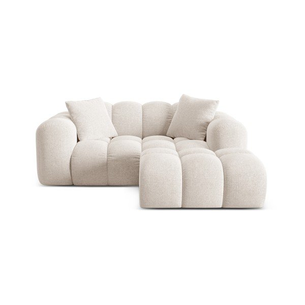 Krem kutna garnitura od šenila (s desnim kutom/s ležaljkom) Treno – Cosmopolitan Design