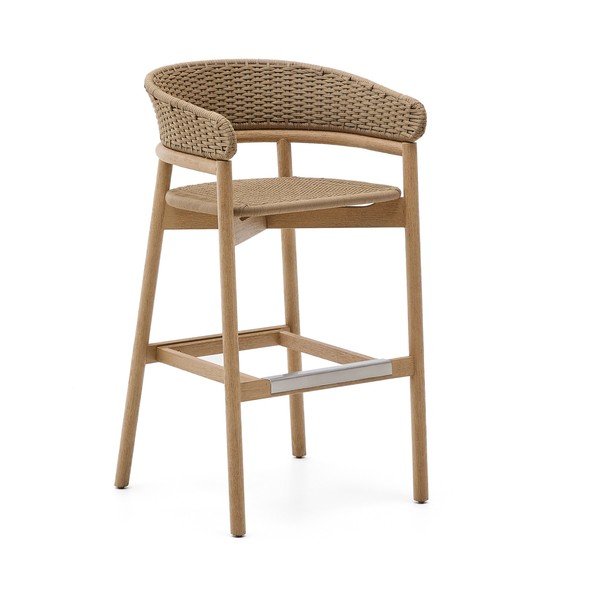 Vrtna barska stolica od masivnog drveta u prirodnoj boji Arinella – Kave Home