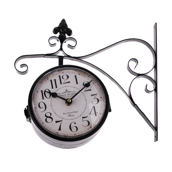 Crni dvostrani viseći sat Dakls, dužine 31 cm