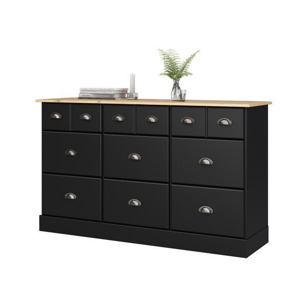 Crna komoda s 9 ladica Støraa Leander-image-1