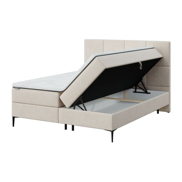 Bež boxspring krevet s prostorom za pohranu 160x200 cm Bufo – MESONICA-image-2