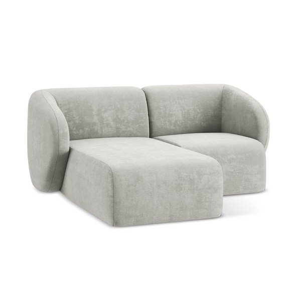 Svijetlo siva kutna garnitura od šenila (s lijevim kutom/s ležaljkom) Lani – Makamii-image-4