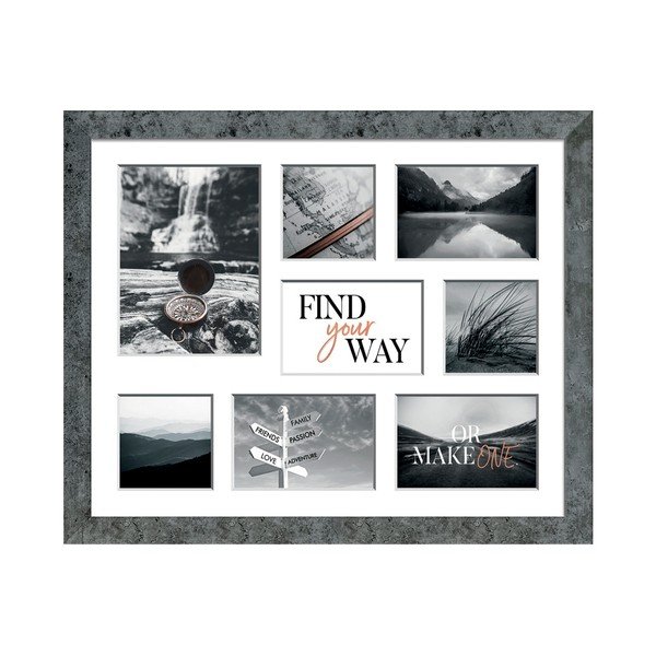 Sivi okvir za 8 fotografija Styler Yellowstone, 51 x 41 cm