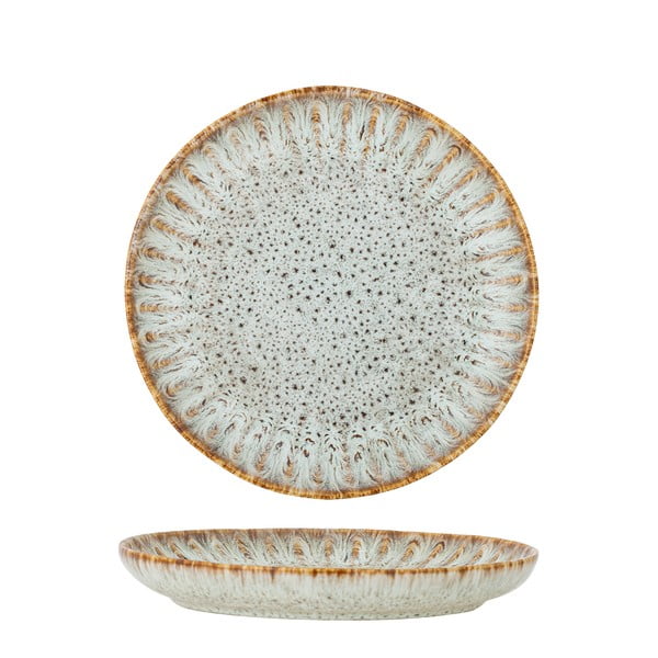 Plavi/bež tanjur za serviranje od kamenine ø 17 cm Fleur – Bloomingville-image-3