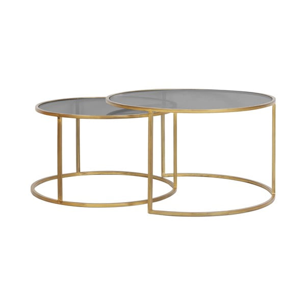 Stakleni okrugli stolići u kompletu od 2 komada zlatne boje ø 75 cm Duarte - Light & Living