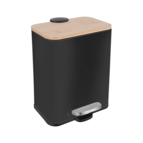 Crna kanta za smeće od nehrđajućeg čelika s pedalom 5 l Black – Orion