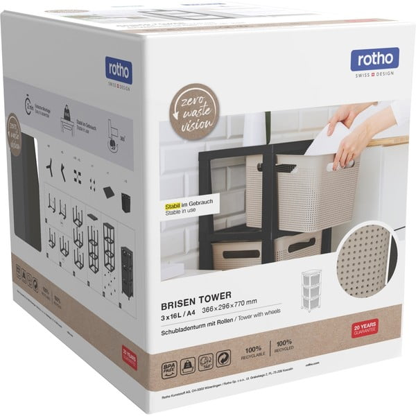 Crni/sivi plastični regal na kotačima 30x77 cm Brisen – Rotho-image-4