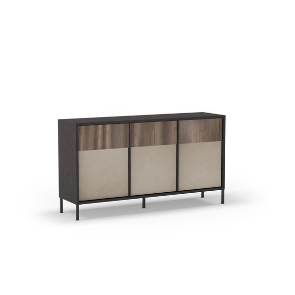 Antracitno siva/svjetlo smeđa niska komoda 156x86 cm Amalia – Marckeric-image-2