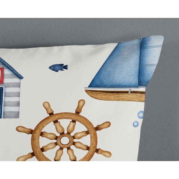 Plava/krem pamučna dječja posteljina za dječji krevetić 100x135 cm Ahoy – Good Morning-image-3