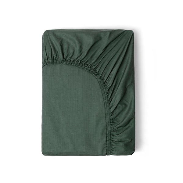 Maslinasto zelena pamučna satenska elastična posteljina HIP, 160x200 cm