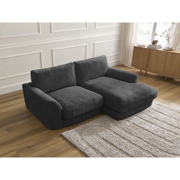 Crna kutna garnitura od šenila (s desnim kutom/s ležaljkom) Leonore – Bobochic Paris-image-3