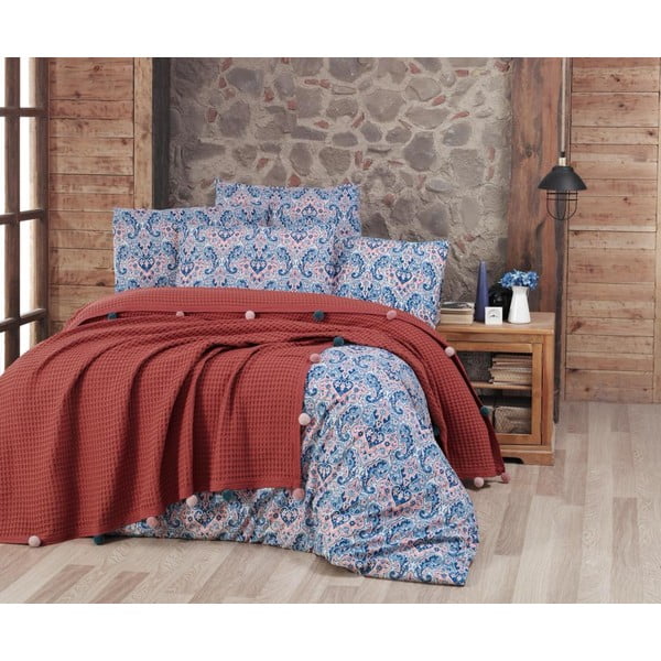 Pamučni prekrivač za krevet za jednu osobu u boji cigle 160x240 cm - Mila Home