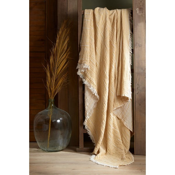 Prekrivač od žutog muslina za bračni krevet 220x240 cm Etno - Mijolnir-image-2