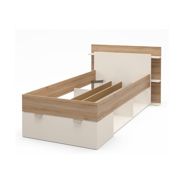 Bijeli/u prirodnoj boji krevet u dekoru hrasta s prostorom za pohranu bez podnice 90x200 cm Albo – Marckeric-image-2