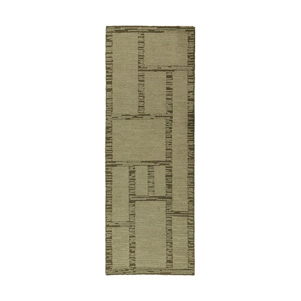 Zelena ručno rađena vunena staza 80x230 cm Harris Modula Wool – Flair Rugs