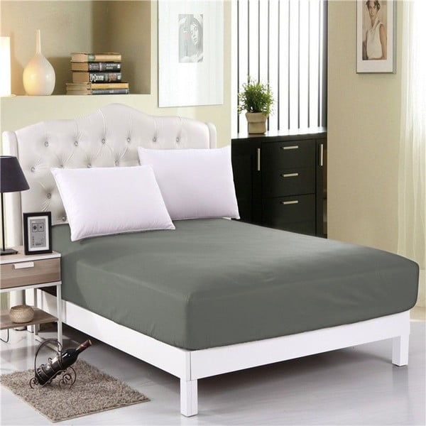 Siva neelastična pamučna posteljina za bračni krevet Purreo Muneco, 160 x 200 cm