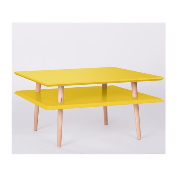 UFO kvadrat žuti stolić za kavu, 68 cm (širina) i 35 cm (visina)