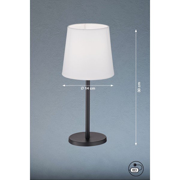 Crno-bijela stolna lampa s tekstilnim sjenilom (visina 30 cm) Eve – Fischer & Honsel-image-2