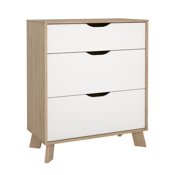 Bijela/u prirodnoj boji komoda u dekoru hrasta 79x92x40 cm Ikast – Tvilum-image-4