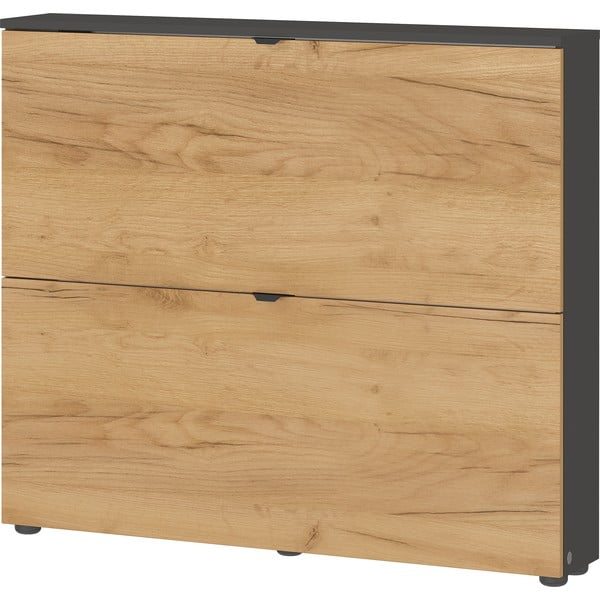 Antracitno sivi/u prirodnoj boji preklopni/viseći ormarić za cipele u dekoru hrasta 100x85x19 cm Renell – Germania