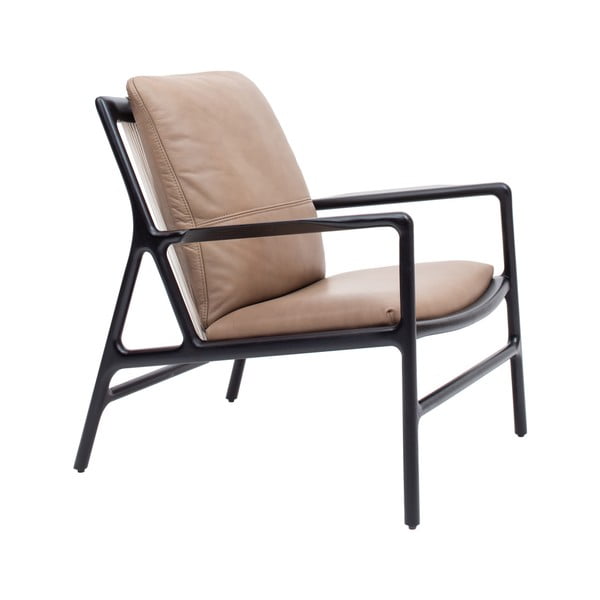 Crna/bež kožna fotelja Dedo – Gazzda-image-3