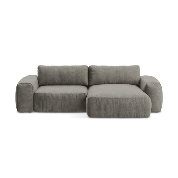 Siva sklopiva kutna garnitura od šenila (s desnim kutom/s ležaljkom) Kuki – Makamii