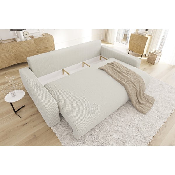Krem sklopiva/s prostorom za odlaganje sofa od samta 234 cm Sara – Ropez-image-4